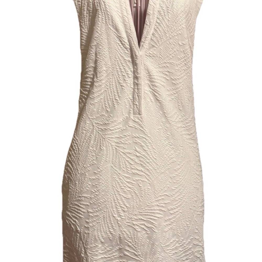 Lilly Pulitzer Elsey Shift Dress Ruffled Collar Leafy Knit Pucker Jacquard Large